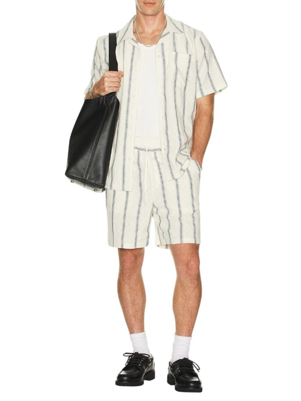 Les Deux Harry Check Dobby Shorts in Ivory Large New Mens Drawstring